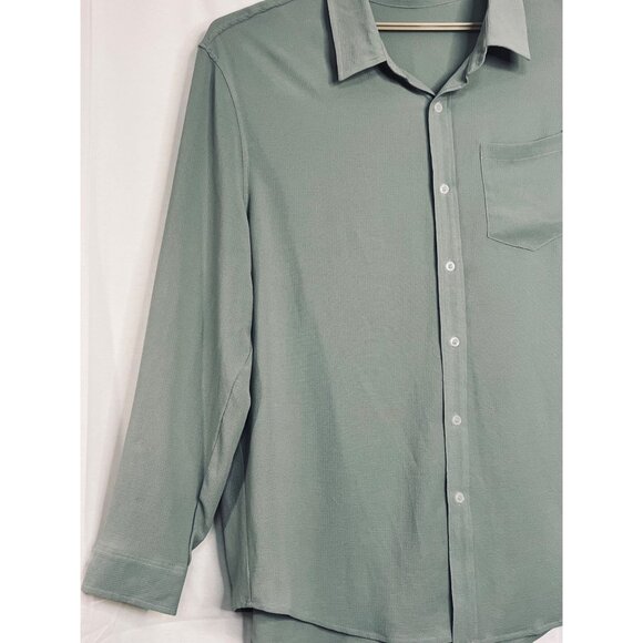 Shein Mens Light Green Button-Up Shirt 3XL Gauze Lightweight Comfy Casual Office - Picture 6 of 16